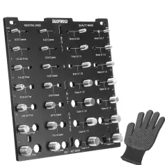 ENJOYWOOD 28 Thread Nut & Bolt Checker With Gloves Durable Aluminum Alloy Gauge for Metric and Imperial Sizes Easy Size Identification Tool