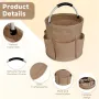 600D Oxford Cloth Tool Organizer Bag 17L Foldable Storage Basket with 6 Compartments Zipper Drawstring Carry Handle for Gardening and Travel