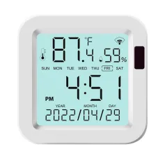 Smarsecur Smart Wifi Temperature and Humidity Sensor with Real Time Monitoring, Adjustable Temperature Modes Remote Access Energy Efficient Anti-Tamper Design Works with Smartphone Ideal for Home Climate Control
