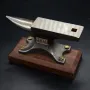 MYTEC Single Horn Carbon Steel Anvil with Wooden Base Rust Resistant Small Blacksmith Tool for Metal Shaping Bending DIY Workshop Crafting