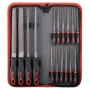 HI-SPEC 16/17 Piece Metal File Set Premium Grade T12 Drop Forged Alloy Steel Triangle/Half-round/Flat/Round Large File and 12pcs Needle Files