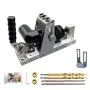 9.5mm 3/8 Inch Oblique Hole Locator With Dust Hose Drill Bits Pocket Hole Jig Kit Woodworking Drill Guide Set Hole Puncher DIY Tools