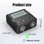 HT-300C Digital Level Inclinometer Protractor 4*90° Range Magnetic Attachment ABS Plastic High Accuracy ±0.1° CE FCC RoHS