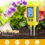 4in1 Soil Tester N/P/K Tester Digital LCD creen -10℃ to 80℃ Temperature Meter High Accuracy Stainless Steel Probe for Gardens Lawns Greenhouses