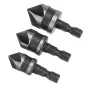 3Pcs 12mm 16mm 19mm Countersink Bore Set 1/4\ Hex Shank Wood Plastic Chamfer Bit