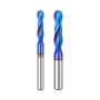 1/4 Inch/6.35mm 8mm Shank Spiral Up Cut Ball Nose End Mill Router Bit with Nano Blue Coating Milling Cutter Tungsten Carbide Flutes