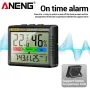 2PCS ANENG AP01 Hygrometer Clock Calendar Snooze Mode LCD Display Temperature Range -10~50°C Humidity Range 10~99% Hourly Reminder Battery Operated for Home Office