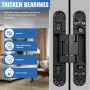 6 Inch Invisible Silent Door Hinges 180 Degree Swing 3 Way Adjustable Premium Zinc Alloy Heavy Duty Anti Corrosion Concealed Hinges for Interior and Exterior Doors