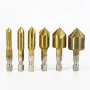 6Pcs HSS 1/4\ Hex Shank Chamfer Countersink Chamfer Drill Bit 90 Degree Wood Chamfering Cutter 6mm-19mm Metal Drills