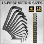 Heat-Treated Steel Allen Wrench Set 31-Piece SAE and Metric Hex Keys Black-Oxide Finish Torque Handle High Leverage Long and Short Keys Easy Organization