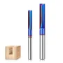 1/4inch/ 6.35mm 8mm Shank 2-Flute Tungsten Carbide Straight Router Bit with Nano Blue Coating for CNC Router MDF Woodworking
