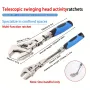 10-Inch 5-in-1 Adjustable Telescopic Ratchet Wrench Multi-Function Tool Retractable Handle 180° Swivel Head Stainless Steel