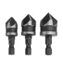 3Pcs 12mm 16mm 19mm Countersink Bore Set 1/4\ Hex Shank Wood Plastic Chamfer Bit