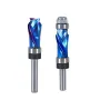 1/4 Inch 6.35mm Shank Nano Blue Coated Carbide Compression Flush Trim Router Bit Top and Bottom Bearing 1/2\ Cutting Diameter for Woodworking Trimming and Slotting