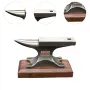 MYTEC Single Horn Carbon Steel Anvil with Wooden Base Rust Resistant Small Blacksmith Tool for Metal Shaping Bending DIY Workshop Crafting