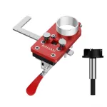Concealed Positioning Hinge Hole Punch with L Shape Ruler 35mm Door Hinge Jig with Retaining Clip High Precision Aluminum Alloy DIY Cabinet Hinge Jig Adjustable Quick Punch Cabinet Hardware Jig