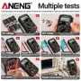 Multimetro digitale portatile ANENG SZ308, amperometro con resistenza di corrente e tensione AC/DC con uscita a diodo, misurazione del transistor HFE e indicazione di batteria scarica.