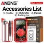 Multimetro digitale portatile ANENG SZ308, amperometro con resistenza di corrente e tensione AC/DC con uscita a diodo, misurazione del transistor HFE e indicazione di batteria scarica.