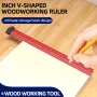 ENJOYWOOD 4PCS V Shape Ruler 7/9/12/22inch Portable Woodworking Tool with Double-Sided Imperial Scale and Storage Hook Ideal for Accurate Vertical Measurement