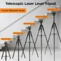 CIGMAN CTP01 Professional Adjustable Laser Level Tripod Lightweight Aluminum 1.5M Height 360 Rotation 3-Way Swivel Pan Head for Laser Levels Cameras Projectors Phones