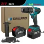 Drillpro 21V High Torque Brushless Electric Drill with 1/2\ Keyless Chuck LED Light 3-in-1 Functions 0-1800rpm Speed Includes 2 Batteries
