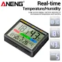 2PCS ANENG AP01 Hygrometer Clock Calendar Snooze Mode LCD Display Temperature Range -10~50°C Humidity Range 10~99% Hourly Reminder Battery Operated for Home Office