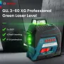 GLL 3-60 XG 3D Green Laser Level 12 Lines Auto-Leveling 30m Range IP54 High Accuracy Construction Tool