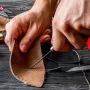 Single Gourd Awl Handwork Sewing Awl Log Color Wooden Handle 4.53\ x 0.98\ Polished Surface for Leather Punching and DIY Projects
