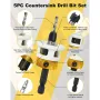 Carbide Tipped Countersink Drill Bits Set Low Friction Depth Stop 1/4\ Hex Shank Replaceable HSS Pilot Drill Wood Plastic Woodworking
