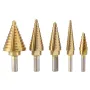 Drillpro 6PCS Premium Titanium-Coated HSS 4241 Step Drill Bit Set by Pro-Drills Variety Pack (1/8\ to 1-3/8\) High-Speed Steel Center Punched Design Ideal for Woodworking and Home Improvement