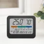 Termômetro interno multifuncional 323 com medidor de umidade Leituras precisas Indicador de conforto Exibição de hora, data e semana Alimentado por pilhas CR2032