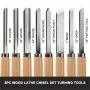 8PCS Professional Wood Turning Chisels Set High-Speed Steel Blades Lathe Chisel Kit with Skew Parting Spear Point Gouges Round Nose for Woodworking Lathe