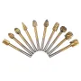 Drillpro 20Pcs Titanium Coated Rotary File Cutters HSS Mini Burr Wood Working Milling Carving Rasp Drill Bits