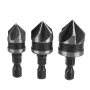 3Pcs 12mm 16mm 19mm Countersink Bore Set 1/4\ Hex Shank Wood Plastic Chamfer Bit