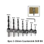 7PCS 3mm-10mm HSS Countersink Drill Bit Set Reamer Woodworking Chamfer Drill Counterbore Pliot Hole Cutter Screw Hole Drill