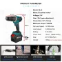 Drillpro 21V High Torque Brushless Electric Drill with 1/2\ Keyless Chuck LED Light 3-in-1 Functions 0-1800rpm Speed Includes 2 Batteries