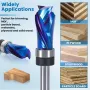 1/4 Inch 6.35mm Shank Nano Blue Coated Carbide Compression Flush Trim Router Bit Top and Bottom Bearing 1/2\ Cutting Diameter for Woodworking Trimming and Slotting