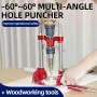 ENJOYWOOD Upgraded Version Precision Woodworking Multi-Angle Drill Guide Hole Punch Locator Adjustable Drilling Height Hole Opener for DIY Bench Furniture Position Hand Tools