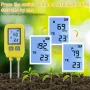 4in1 Soil Tester N/P/K Tester Digital LCD creen -10℃ to 80℃ Temperature Meter High Accuracy Stainless Steel Probe for Gardens Lawns Greenhouses
