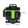 LEDディスプレイ 4D 360° 16ライン グリーンライト レーザーレベル クロス セルフレベリング メジャー