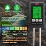Penguji Tanah 6-dalam-1 Suhu PH Kelembapan Meter Nutrien Kesuburan Cahaya Matahari dengan Paparan Digital untuk Berkebun dan Pertanian