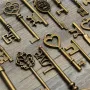 18Pcs Antique Vintage Old Look Skeleton Key Lot Pendant Heart Bow Lock Steampunk