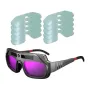 Auto Darkening Welding Goggles Anti-Scratch Large View Welder Glasses for Plasma Cut with 10 Pcs Lenses