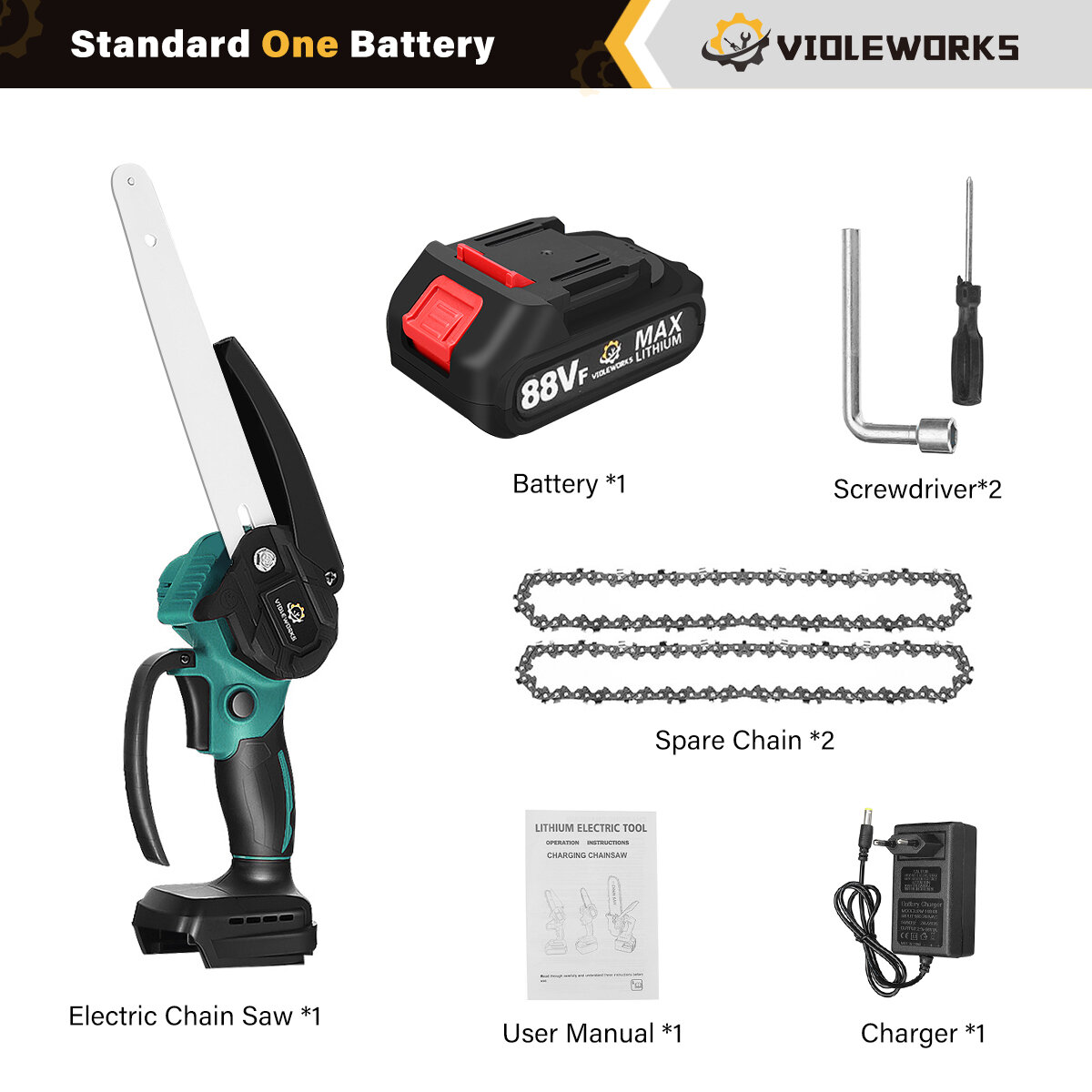 one battery & EU plug