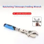 10-Inch 5-in-1 Adjustable Telescopic Ratchet Wrench Multi-Function Tool Retractable Handle 180° Swivel Head Stainless Steel