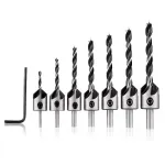 Drillpro 7 шт. HSS 5 канавки Зенковка Набор сверл Развертка Деревообработка 3-10 мм Фаска Сверла