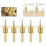 5PCS 6.35mm Hex Shank Tungsten Carbide Tipped Countersink Drill Bits Set with Adjustable Drill Bit Depth Stop for Woodworking Sizes 2.8mm 3mm 3.2mm 3.5mm 4mm Self-Tapping Screws