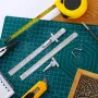 Flexible 6 Inch 15 cm Stainless Steel Pocket Ruler with Metric and Imperial Scale Detachable Clip Conversion Table Clear Graduation