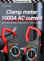 ANENG DT266 Digital Clamp Meter, High-precision 1000A AC Current Voltage and Resistance Measurement Tool with Non-contact Large Jaw Design and LCD Display