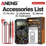 Multimetro digitale portatile ANENG SZ308, amperometro con resistenza di corrente e tensione AC/DC con uscita a diodo, misurazione del transistor HFE e indicazione di batteria scarica.